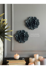 Duvar Aksesuar 2’li Çiçek Takım Biblo/Duvar Kombin/Ev-Ofis Dekorasyon