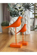 2’li Takım Dekoratif Kuş Biblo Masa-Sehpa Üstü Aksesuar/Kitaplık Süsü/Raf Kombin/Aksesuar - Görsel 6