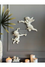 Duvar Meleği 2’li Biblo Takım Beyaz /Aksesuar/Ev/Ofis/Dekor/Duvar Dekorasyon/Kombin