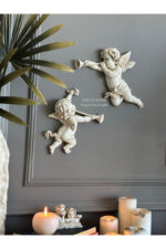 Duvar Meleği 2’li Biblo Takım Beyaz /Aksesuar/Ev/Ofis/Dekor/Duvar Dekorasyon/Kombin - Görsel 3