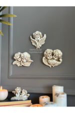 Duvar Meleği 3’lü Biblo Takım Beyaz /Aksesuar/Ev/Ofis/Dekor/Duvar Dekorasyon/Kombin - Görsel 3