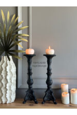 2’li Şamdan Mumluk Takım Biblo/dekor/Masa-Sehpa Üstü/Kitaplık-Raf Dekorasyon