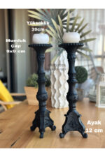 2’li Şamdan Mumluk Takım Biblo/dekor/Masa-Sehpa Üstü/Kitaplık-Raf Dekorasyon - Görsel 2