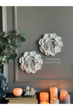 Duvar Aksesuar 2’li Çiçek Takım Biblo/Duvar Kombin/Ev-Ofis Dekorasyon - Görsel 2