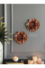 Duvar Aksesuar 2’li Çiçek Takım Biblo/Duvar Kombin/Ev-Ofis Dekorasyon