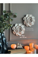 Duvar Aksesuar 2’li Çiçek Takım Biblo/Duvar Kombin/Ev-Ofis Dekorasyon - Görsel 3