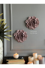 Duvar Aksesuar 2’li Çiçek Takım Biblo/Duvar Kombin/Ev-Ofis Dekorasyon