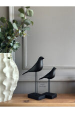 2’li Takım Dekoratif Kuş Biblo Siyah Masa-Sehpa Üstü Aksesuar/Kitaplık Süsü/Raf Kombin/Aksesuar - Görsel 6