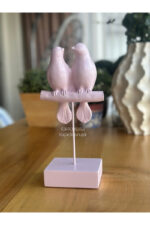 Dekoratif Kuşlu Biblo Pembe/Masa-Sehpa Üstü Aksesuar/Kitaplık Süsü/Raf Kombin - Görsel 5
