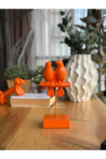 Dekoratif Kuşlu Biblo Turuncu /Masa-Sehpa Üstü Aksesuar/Kitaplık Süsü/Raf Kombin - Görsel 3