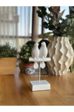 Dekoratif Kuşlu Biblo Beyaz /Masa-Sehpa Üstü Aksesuar/Kitaplık Süsü/Raf Kombin - Görsel 2