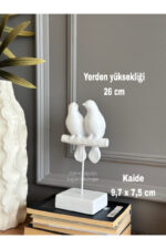 Dekoratif Kuşlu Biblo Beyaz /Masa-Sehpa Üstü Aksesuar/Kitaplık Süsü/Raf Kombin - Görsel 3