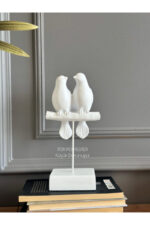 Dekoratif Kuşlu Biblo Beyaz /Masa-Sehpa Üstü Aksesuar/Kitaplık Süsü/Raf Kombin - Görsel 5