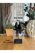 Dekoratif Kuşlu Biblo Siyah /Masa-Sehpa Üstü Aksesuar/Kitaplık Süsü/Raf Kombin - Görsel 2