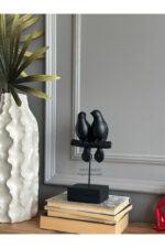 Dekoratif Kuşlu Biblo Siyah /Masa-Sehpa Üstü Aksesuar/Kitaplık Süsü/Raf Kombin - Görsel 3