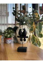 Dekoratif Kuşlu Biblo Siyah /Masa-Sehpa Üstü Aksesuar/Kitaplık Süsü/Raf Kombin - Görsel 4