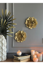 Duvar Aksesuar 2’li Çiçek Takım Biblo/Duvar Kombin/Ev-Ofis Dekorasyon