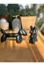 Dekoratif Dachshund Cinsi Balon Köpek Biblo Takım /Masa-Sehpa Üstü/ Kitaplık Süsü - Görsel 6