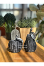 2’li Hasırlı Elma Armut Dekor /Masa Üstü Biblo/ Kitaplık Süsü