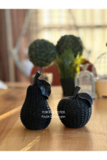 2’li Hasırlı Elma Armut Dekor /Masa Üstü Biblo/ Kitaplık Süsü