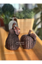 2’li Hasırlı Elma Armut Dekor/Masa-Sehpa Üstü Biblo/Ev-Ofis Dekorasyon/Kitaplık Süsü/Raf Kombin - Görsel 3