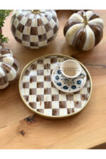 Mackenzie Desenli Mocha Tepsi,Sunumluk,Ev ve Ofis Dekor - Görsel 6