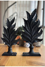 Dekoratif,masa Üstü Şık 2’li Yaprak Takım Biblo/ Ev / Ofis Dekor/ Siyah Renk - Görsel 2