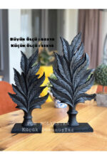 Dekoratif,masa Üstü Şık 2’li Yaprak Takım Biblo/ Ev / Ofis Dekor/ Siyah Renk - Görsel 3