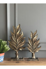 Dekoratif,masa Üstü Şık 2’li Yaprak Takım Biblo/ Ev/ Ofis Dekor/ Altın Renk