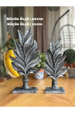 Dekoratif,masa Üstü Şık 2’li Yaprak Takım/biblo /ev/ Ofis Dekor/ Gümüş Renk - Görsel 2