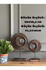 Dekoratif Masa Üstü , 2’li Takım Halka Biblo/dekor/ Bakır Renk - Görsel 3