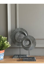 Dekoratif Masa Üstü , 2’li Takım Halka Dekor/ Biblo /gümüş Renk..