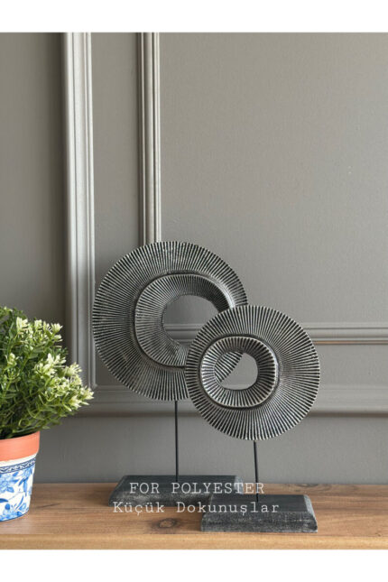 Dekoratif Masa Üstü , 2’li Takım Halka Dekor/ Biblo /gümüş Renk..