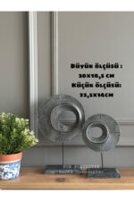 Dekoratif Masa Üstü , 2’li Takım Halka Dekor/ Biblo /gümüş Renk.. - Görsel 2