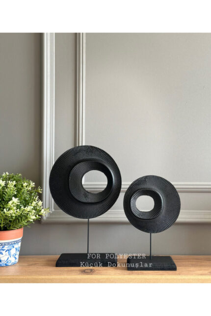 Dekoratif Masa Üstü , 2’li Takım Dekor / Biblo / Siyah Renk /halka