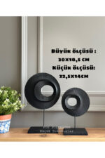 Dekoratif Masa Üstü , 2’li Takım Dekor / Biblo / Siyah Renk /halka - Görsel 3