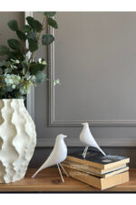 2’li Takım Dekoratif Beyaz Kuş Biblo Masa-Sehpa Üstü Aksesuar/Kitaplık Süsü/Raf Kombin/Aksesuar