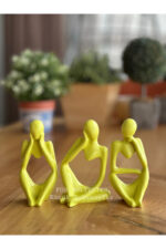 3’lü Takım Dekoratif Soyut İnsan Biblo Dekor Heykel Kitaplık Süsü - Görsel 8