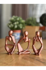 3’lü Takım Dekoratif Soyut İnsan Biblo Dekor Heykel Kitaplık Süsü - Görsel 7