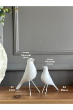 2’li Takım Dekoratif Beyaz Kuş Biblo Masa-Sehpa Üstü Aksesuar/Kitaplık Süsü/Raf Kombin/Aksesuar - Görsel 3