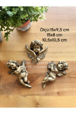 Duvar Meleği 3’lü Biblo Takım Altın /Aksesuar/Ev/Ofis/Dekor/Duvar Dekorasyon/Kombin - Görsel 2