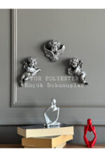 Duvar Meleği 3’lü Biblo Takım Gümüş /Aksesuar/Ev/Ofis/Dekor/Duvar Dekorasyon/Kombin