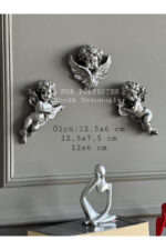 Duvar Meleği 3’lü Biblo Takım Gümüş /Aksesuar/Ev/Ofis/Dekor/Duvar Dekorasyon/Kombin - Görsel 2