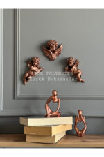 Duvar Meleği 3’lü Biblo Takım Bakır /Aksesuar/Ev/Ofis/Dekor/Duvar Dekorasyon/Kombin