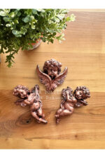 Duvar Meleği 3’lü Biblo Takım Bakır /Aksesuar/Ev/Ofis/Dekor/Duvar Dekorasyon/Kombin - Görsel 3