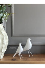 2’li Takım Dekoratif Beyaz Kuş Biblo Masa-Sehpa Üstü Aksesuar/Kitaplık Süsü/Raf Kombin/Aksesuar - Görsel 5
