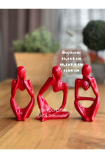 3’lü Takım Dekoratif Soyut İnsan Biblo Dekor Heykel Kitaplık Süsü - Görsel 5