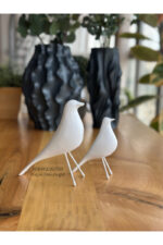 2’li Takım Dekoratif Beyaz Kuş Biblo Masa-Sehpa Üstü Aksesuar/Kitaplık Süsü/Raf Kombin/Aksesuar - Görsel 6