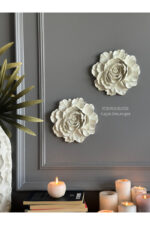 Duvar Aksesuar 2’li Çiçek Takım Biblo/Duvar Kombin/Ev-Ofis Dekorasyon