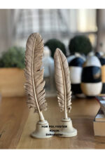 2 Li Tüy Biblo Seti-dekoratif Modern Ev Aksesuarı-fil Dişi Renk - Görsel 3